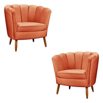 Kit 2 Poltronas Decorativa Ariel Petala Com Pés De Madeira Speciale Home Terracota