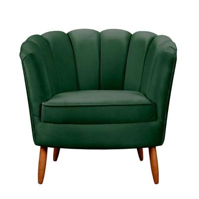 Poltrona Ariel Petala Decorativa Com Pés De Madeira Speciale Home Verde