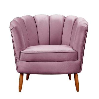 Poltrona Ariel Petala Decorativa Com Pés De Madeira Speciale Home Lilás