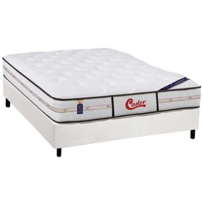 Cama Box King: Colchão Molas Pocket Ensacadas Castor  Gold Star Vitagel Class Double Face + Base CRC Courano White(193x203)