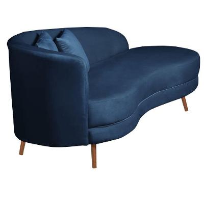 Chaise Longue Divã Emili Em Madeira De Reflorestamento 160cm Veludo Speciale Home Azul