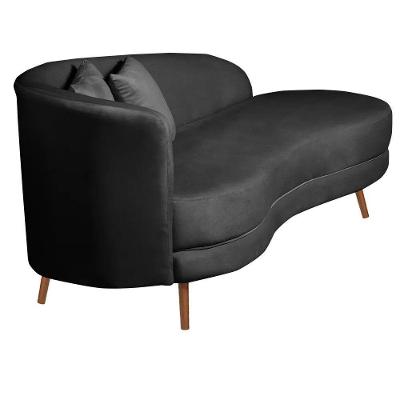 Chaise Longue Divã Emili Em Madeira De Reflorestamento 160cm Veludo Speciale Home Preto