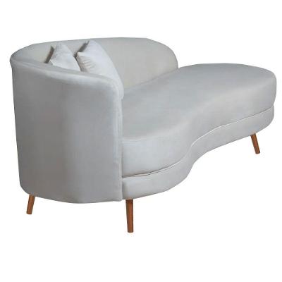 Chaise Longue Divã Emili Em Madeira De Reflorestamento 160cm Veludo Speciale Home Bege Marfim
