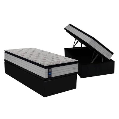 Cama Box Baú Solteiro: Colchão Molas MasterPocket Ensacadas Sealy   Passion + Base CRC Suede Black(88x188)
