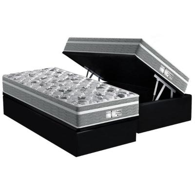 Cama Box Baú Solteiro: Colchão Molas Probel MasterPocket Ensacadas ProDormir Evolution + Base CRC Suede Black(88x188)