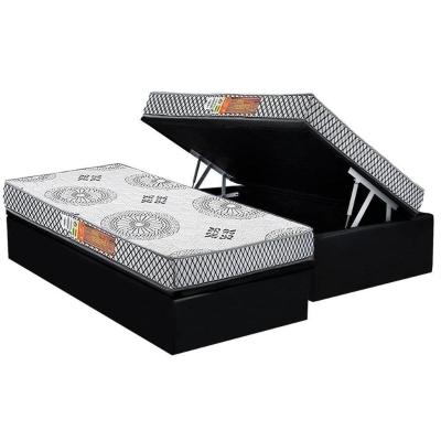 Cama Box Baú Solteiro: Colchão Espuma Polar D20 Pérola + Base CRC Courano Black(88x188)