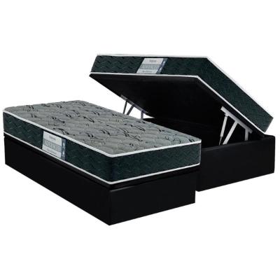 Conjunto Box Baú Solteiro: Colchão Espuma Probel D33 ProDormir Advanced Mega Resistente + Base CRC Suede Black(88x188)