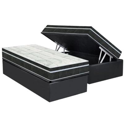 Conjunto Box Baú Solteiro: Colchão Molas Orthoflex Bonnel Venezia + Base Crc Suede Gray(88x188)