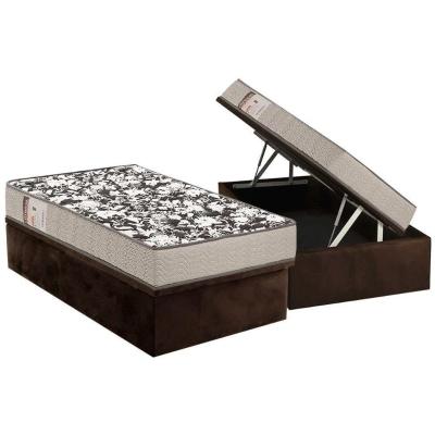 Conjunto Box Baú Solteiro: Colchão Espuma Ortobom D26 Physical Ultra Resistente + Base CRC Suede Brown(88x188)
