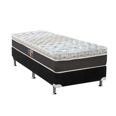 Cama Box Solteiro: Colchão Molas Ensacadas Castor Pocket Class Híbrido + Base CRC Suede Black(88x188)