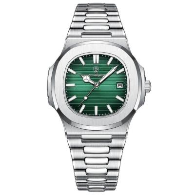Relógio De Pulso Quartzo Em Couro Impermeável Masculino Poedagar Verde