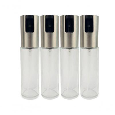 Kit 4 Spray Pulverizador Borrifador Dosador Azeite Vinagre Frasco De Vidro Acabamento Aço Inoxidável