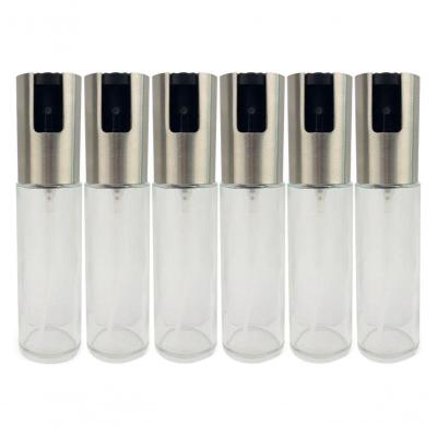 Kit 6 Spray Pulverizador Borrifador Dosador Azeite Vinagre Frasco De Vidro Acabamento Aço Inoxidável