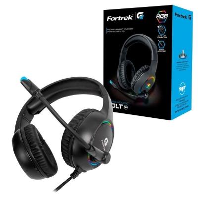 Headset Gamer Fortrek Holt, P2 + Usb + Adaptador P3, Rgb, Driver 50mm, Preto