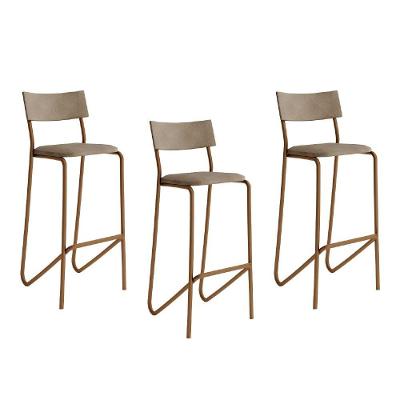 Kit 3 Banquetas Altas Cozinha Balcão 1747 Carraro Areia Rose