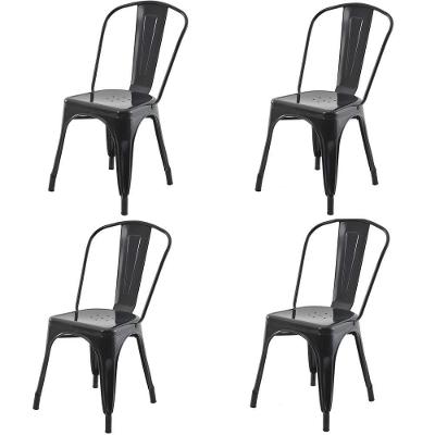 Kit 4 Cadeiras Tolix Iron Titan Rivatti Aço Preto