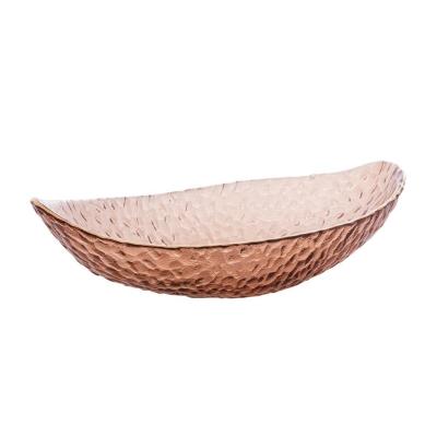 Bowl De Cristal Martelado Com Borda Dourada Taj âmbar 28963 - Wolff