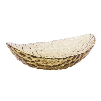 Bowl De Cristal Martelado Com Borda Dourada Taj âmbar 28965 - Wolff