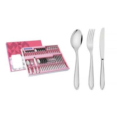 Faqueiro Laguna Em Aço Inox Com Facas De Mesa Acabamento Em Brilho Com Detalhes No Cabo 3 Tramontina