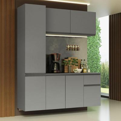 Armário De Cozinha Completa Suspenso 160cm Cinza Nice Madesa 02 Cinza