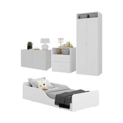 Quarto Infantil Completo C/ Minicama E Mesa Cabeceira Multimóveis Mp4204 Branco Branco