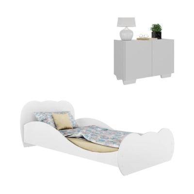 Cama Solteiro 100% Mdf Com Colchão Incluso E Mesa De Cabeceira 2 Portas Mp4189 Branca Branco