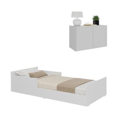 Minicama Infantil Montessoriana Com Colchão E Mesa De Cabeceira 2 Portas Multimóveis Mp4206 Branca