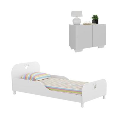 Minicama Infantil Com Colchão Incluso E Mesa Cabeceira 2 Portas Multimóveis Mp4190 Branca Branco