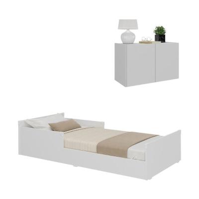 Minicama Infantil Montessoriana E Mesa Cabeceira 2 Portas Multimóveis Mp4205 Branca Branco