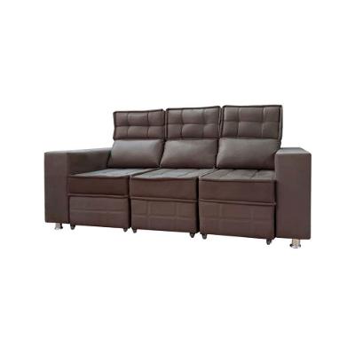 Sofá Retrátil E Reclinável 3 Lugares Londres 1.90cm Com Molas Suede Speciale Home Café