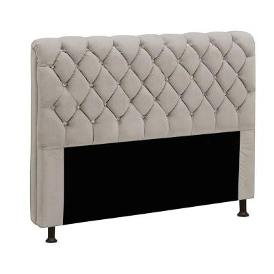 Cabeceira Estofada Fernanda 1,40 Casal Veludo Speciale Home Bege Marfim