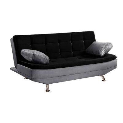 Sofá Cama Valencia 3 Lugares Reclinável Material Sintético Preto Com Chumbo