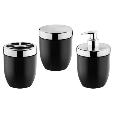 Kit Banheiro Preto 3 Peças Porta Algodão Escovas Sabonete