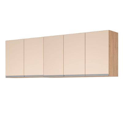 Armario Aereo Modulado 5 Portas Milla Amendoa Off White Puxador Aluminio