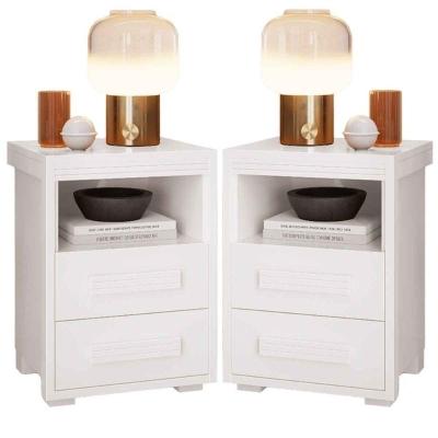 Kit 2 Mesas De Cabeceira 2 Gavetas Tóquio 100% Mdf - Casa Chick Branco