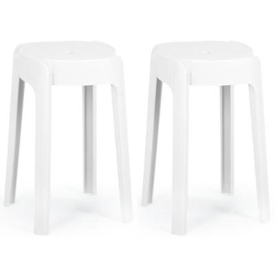 Kit 2 Banquetas Baixa Empilhável Nordica - Branco