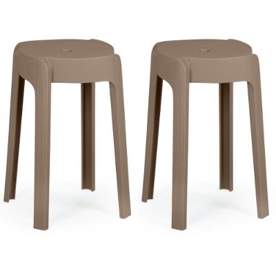 Kit 2 Banquetas Baixa Empilhável Nordica - Marrom