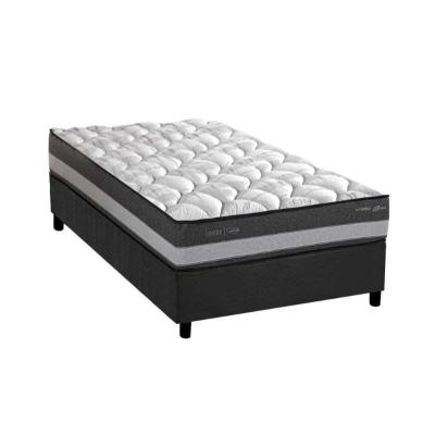 Conjunto Box Solteiro: Colchão Molas Herval Maxspring Minsque C1625 + Base CRC Suede Gray (88x188x27)