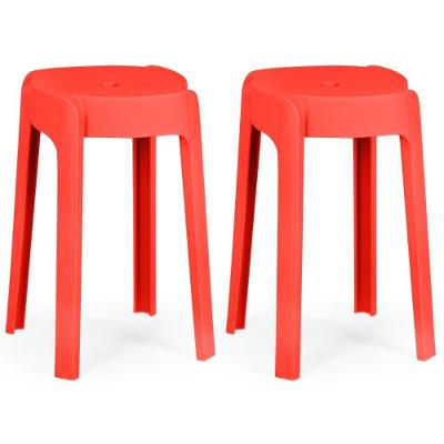 Kit 2 Banquetas Baixa Empilhável Nordica - Vermelho