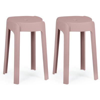 Kit 2 Banquetas Baixa Empilhável Nordica - Rosa