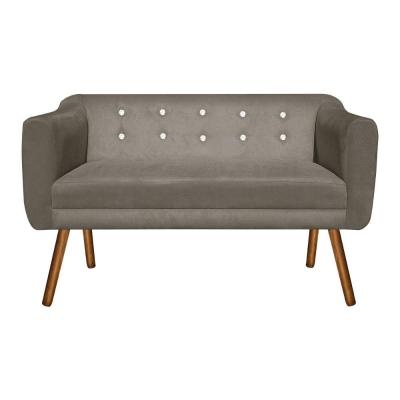 Sofá Retrô Namoradeira Julia 2 Lugares Suede Marrom Rato Com Strass - D\'rossi