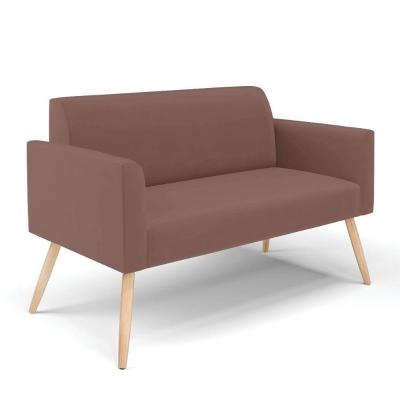 Sofá Namoradeira Pés Palito Natural Marisa Veludo D03 - D\'rossi Cor Rose