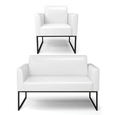 Sofá Namoradeira Com Poltrona Base Industrial Preto Marisa Corano D03 - D\'rossi Cor Branco