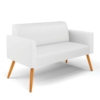 Sofá Namoradeira Pés Palito Castanho Marisa Corino D03 - D\'rossi Cor Branco