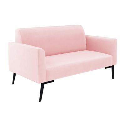 Sofá Namoradeira Pés Villach Marisa Suede D03 - D\'rossi Cor Rosa Bebê