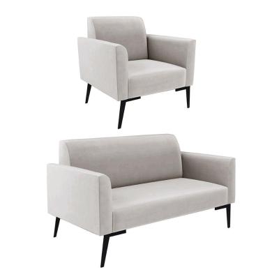 Sofá Namoradeira Com Poltrona Pés Villach Marisa Veludo D03 - D\'rossi Cor Cinza