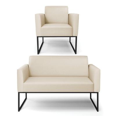 Sofá Namoradeira Com Poltrona Base Industrial Preto Marisa Corino D03 - D\'rossi Cor Bege