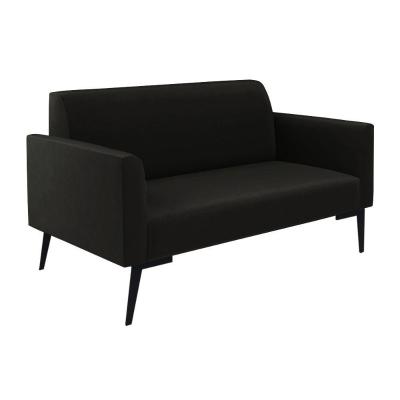Sofá Namoradeira Pés Villach Marisa Suede D03 - D\'rossi Cor Preto