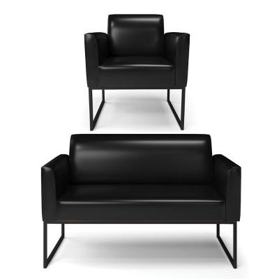 Sofá Namoradeira Com Poltrona Base Industrial Preto Marisa Corano D03 - D\'rossi Cor Preto