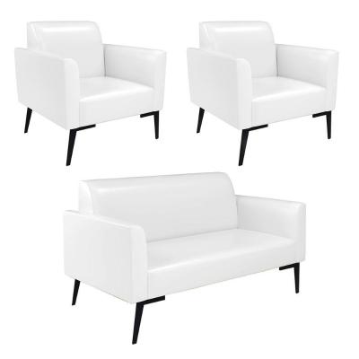 Sofá Namoradeira Com 2 Poltronas Pés Villach Marisa Corano D03 - D\'rossi Cor Branco